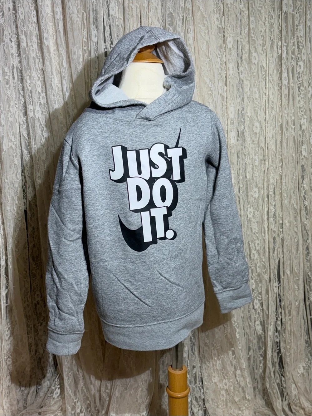 Nike Kids Heather Gray Hoodie with Black & White 